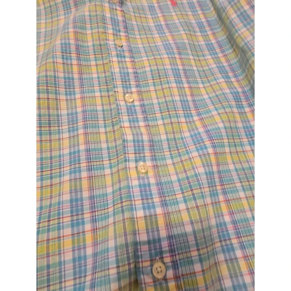 Polo Ralph Lauren Shirt Mens L Cotton Stretch Pink Blue Green‎ Stripe L/S Pony L